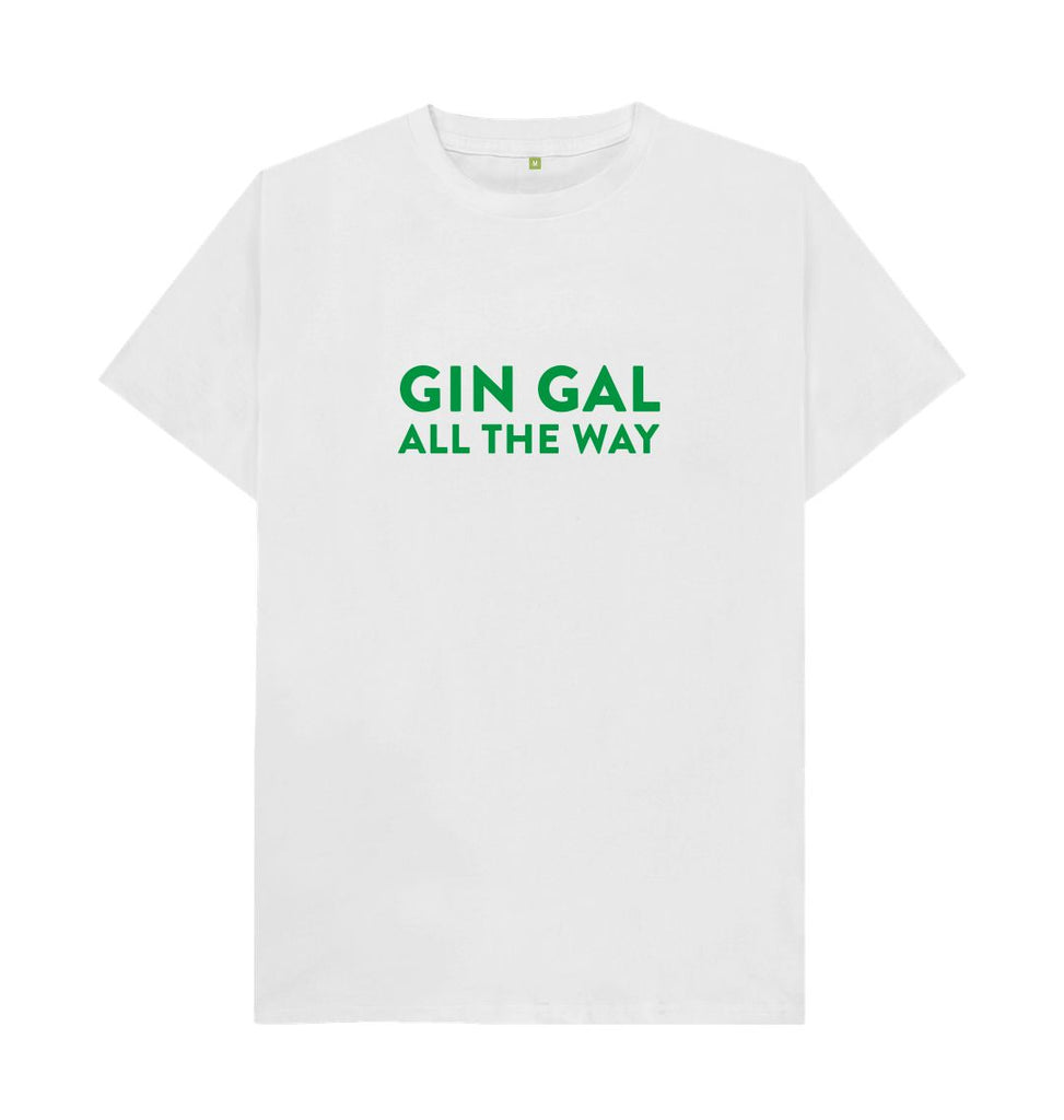 White GIN GAL ALL THE WAY Green T-shirt
