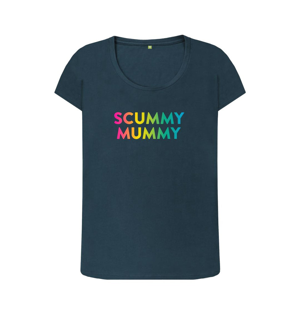 Denim Blue Rainbow Scummy Mummy Scoop Neck T-shirt