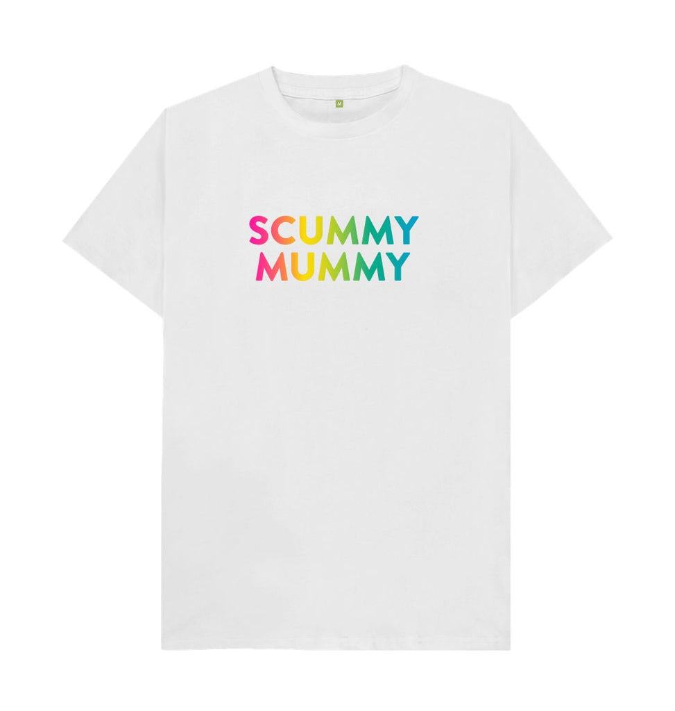 White Scummy Mummy Rainbow T-shirt