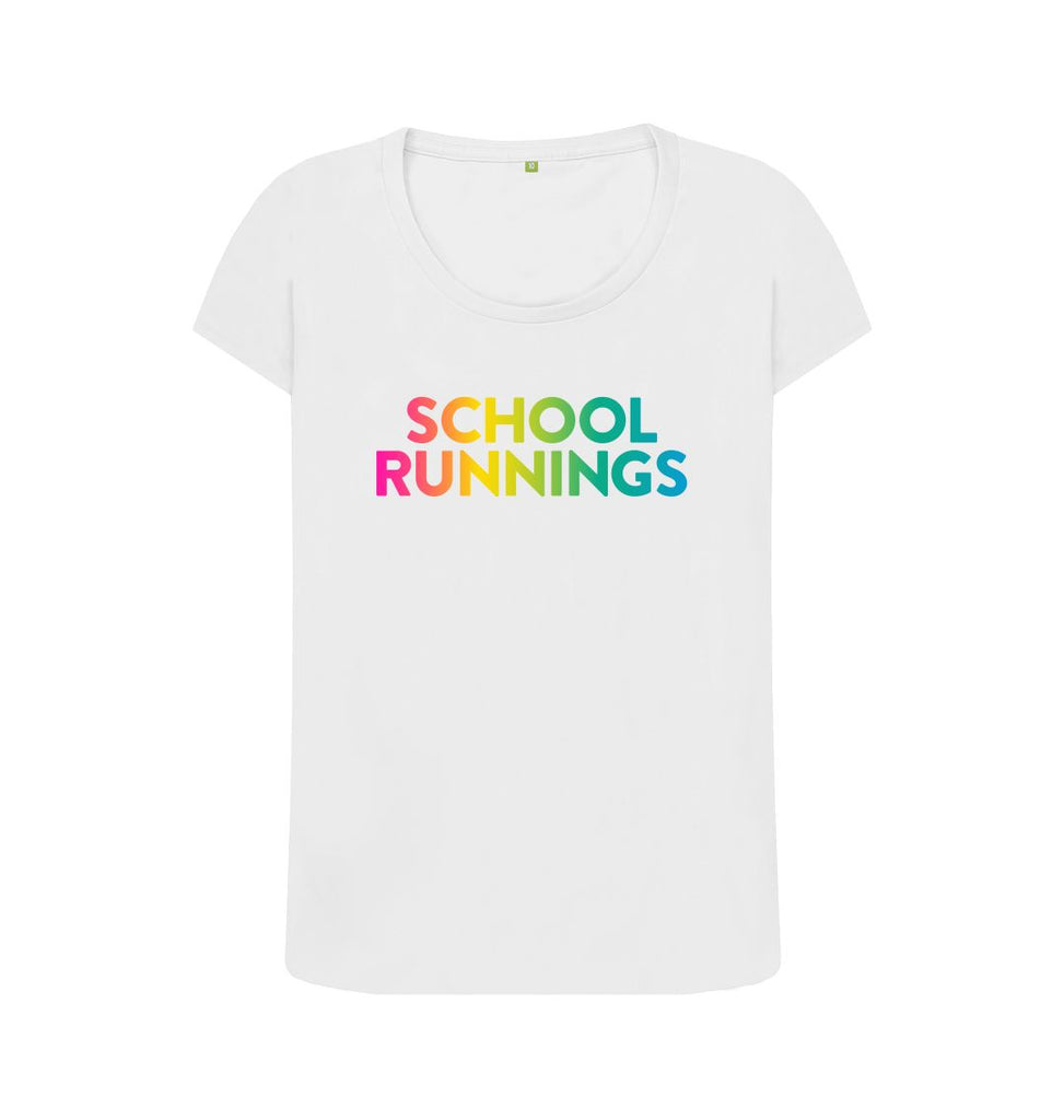 White SCHOOL RUNNINGS Scoop Neck T-shirt
